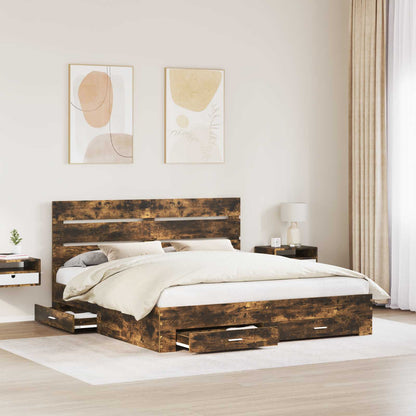 Struttura del letto Rovere fumé 180 x 200 cm Legno multistrato