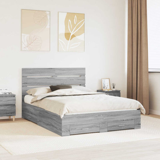 Struttura del letto con cassetto Grigio Sonoma 160 x 200 cm