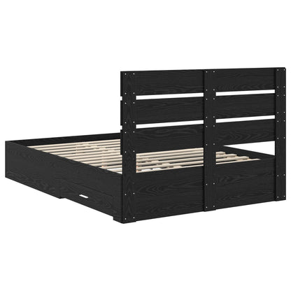 Struttura del letto con cassetto Rovere Nero 140 x 190 cm - homemem39