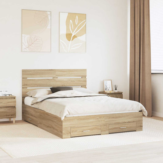 Struttura del letto con cassetto Rovere Sonoma 140 x 190 cm | homemem39