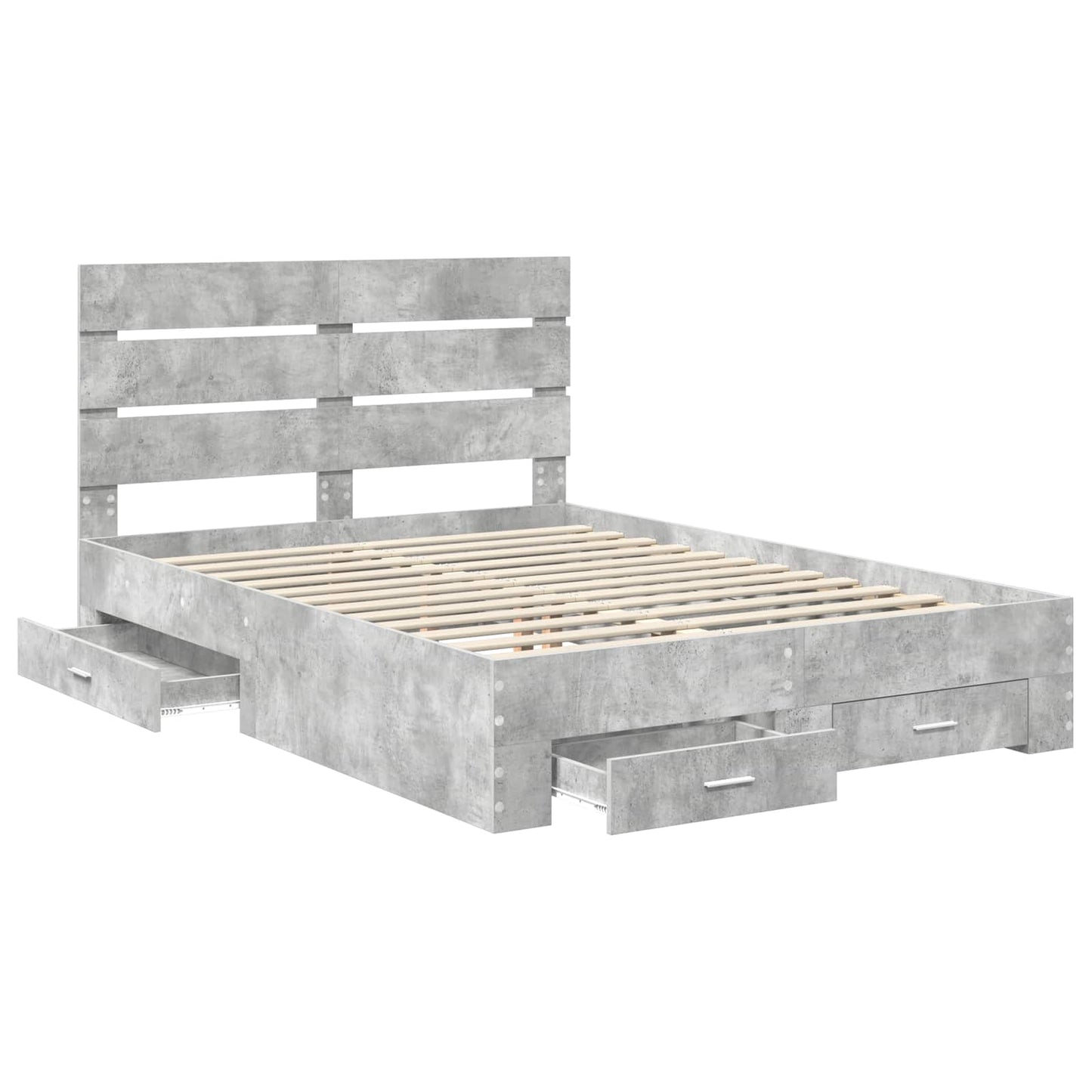 Struttura del letto con cassetto Grigio cemento 140 x 190 cm