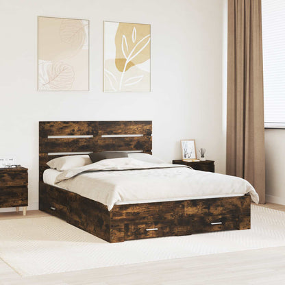 Struttura del letto Rovere fumé 140 x 190 cm Legno multistrato