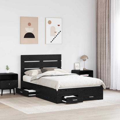 Struttura del letto Rovere Nero 135 x 190 cm Legno multistrato | homemem39