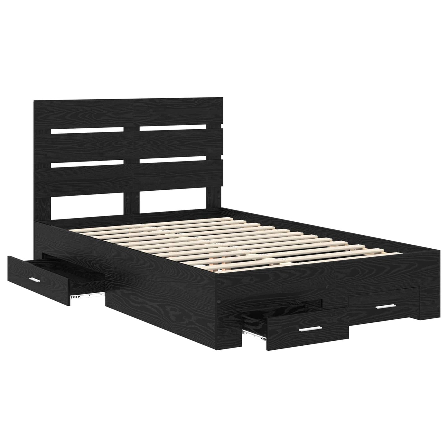 Struttura del letto Rovere Nero 135 x 190 cm Legno multistrato | homemem39