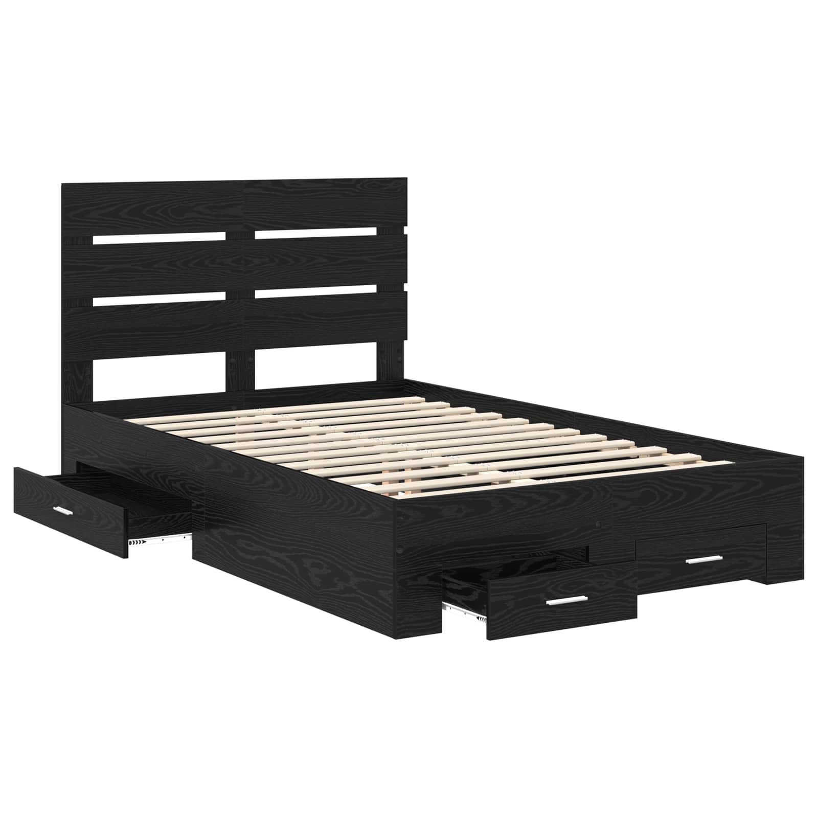 Struttura del letto Rovere Nero 135 x 190 cm Legno multistrato | homemem39