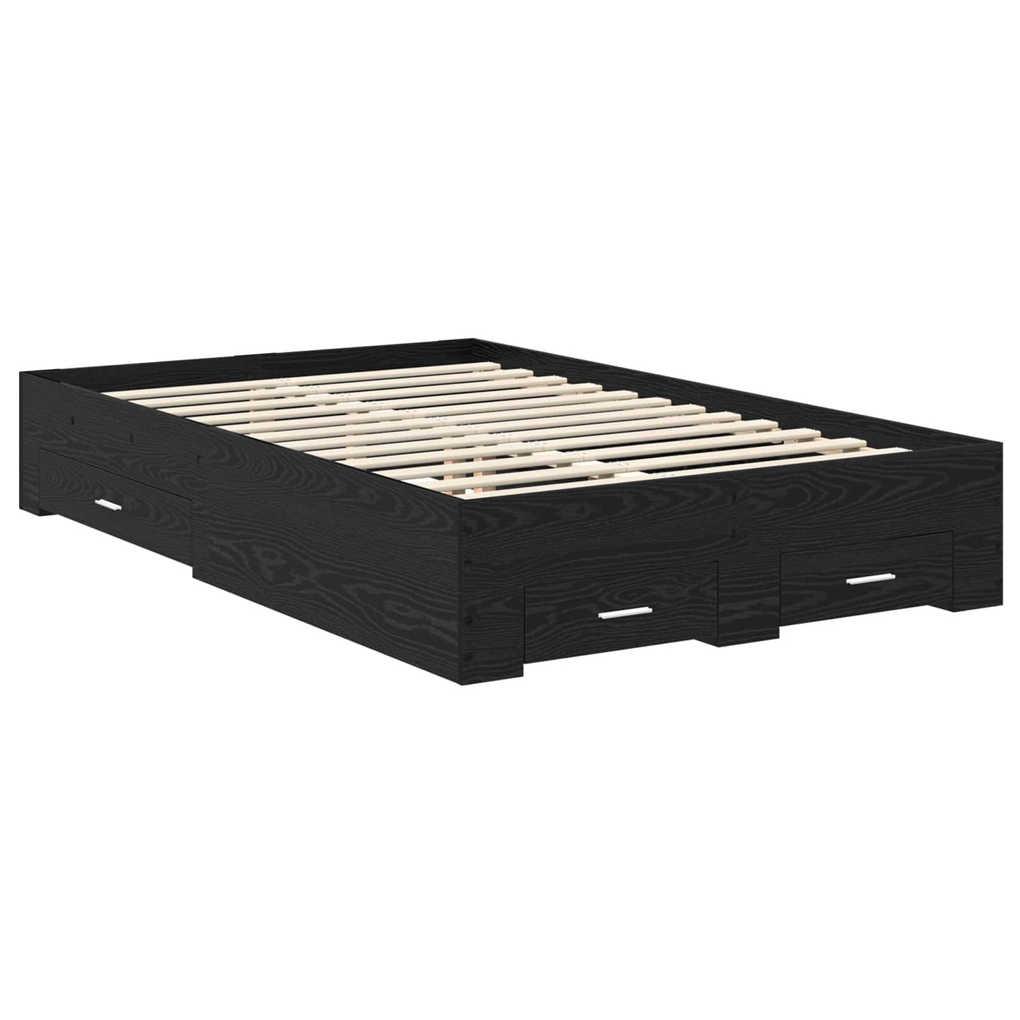 Struttura del letto Rovere Nero 135 x 190 cm Legno multistrato | homemem39