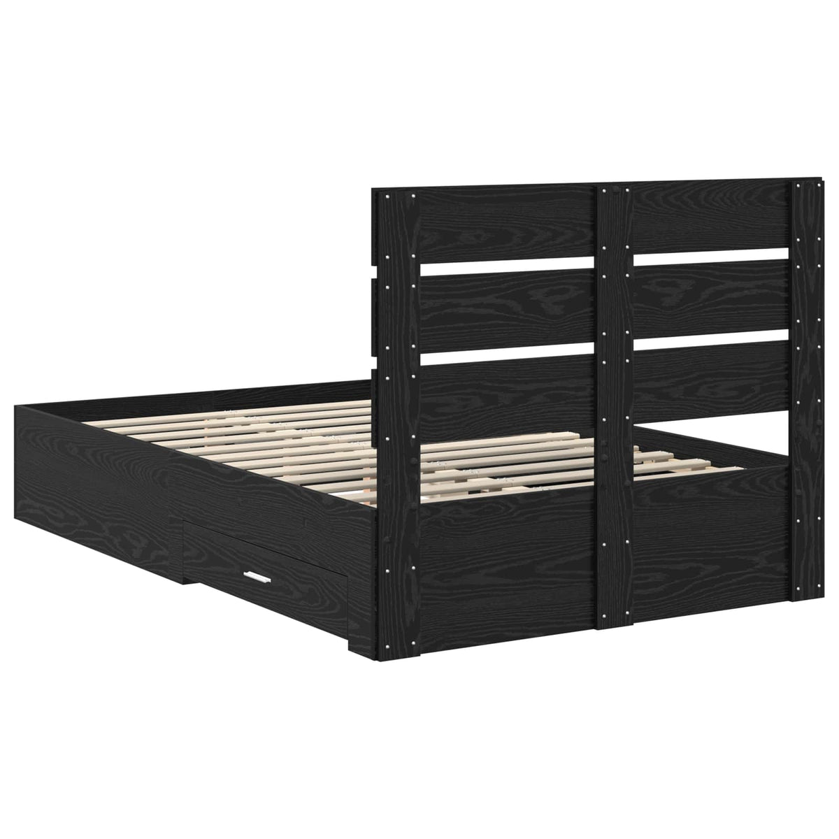 Struttura del letto con cassetto Rovere Nero 135 x 190 cm - homemem39