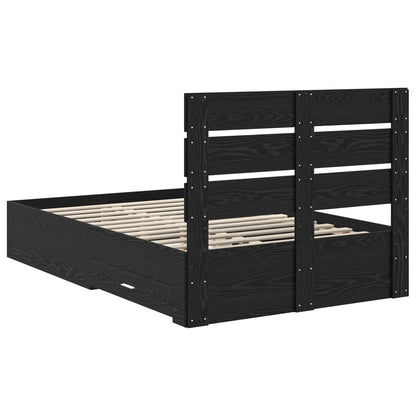 Struttura del letto con cassetto Rovere Nero 135 x 190 cm - homemem39