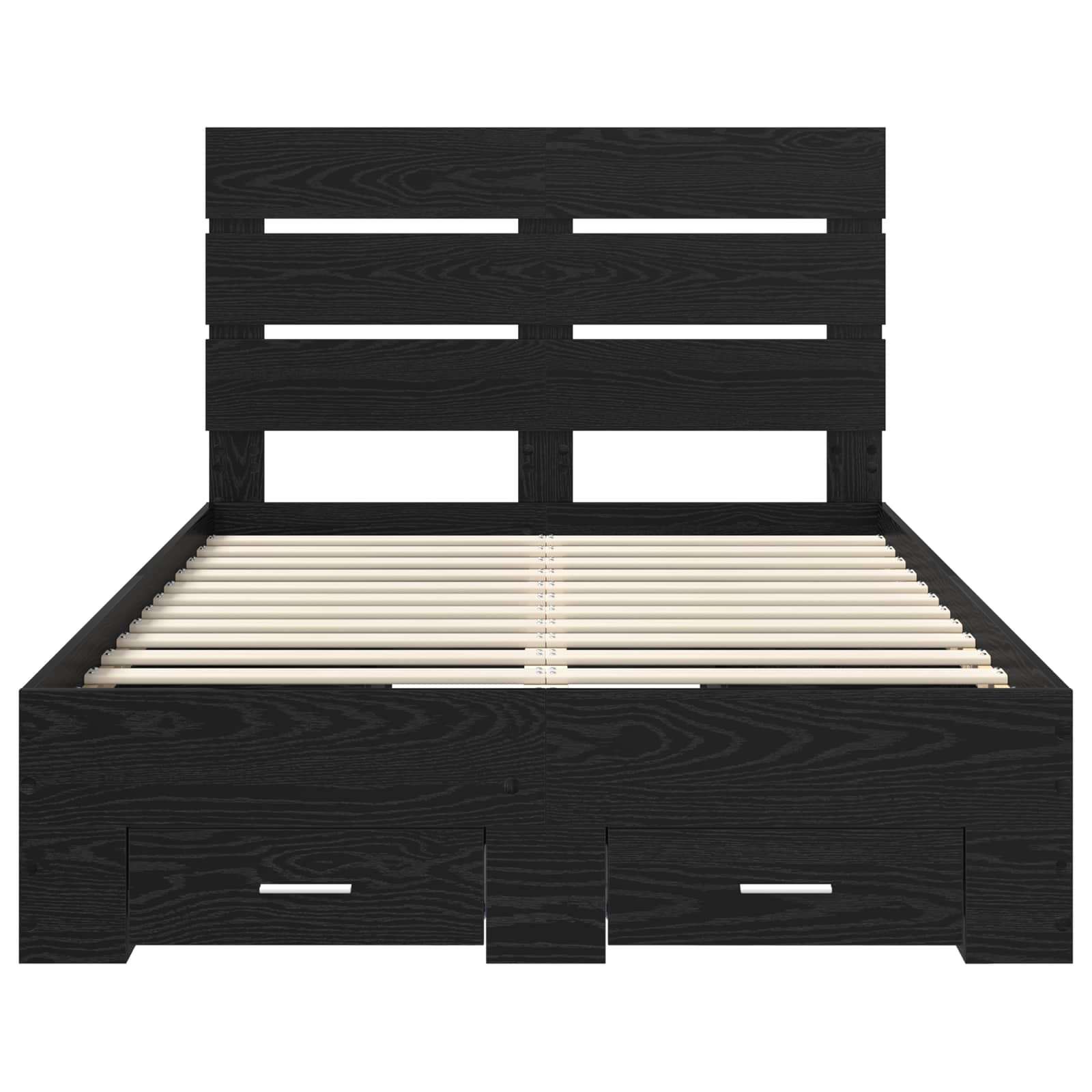 Struttura del letto Rovere Nero 135 x 190 cm Legno multistrato | homemem39
