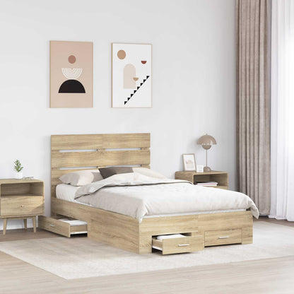 Struttura del letto con cassetto Rovere Sonoma 135 x 190 cm | homemem39