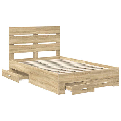 Struttura del letto con cassetto Rovere Sonoma 135 x 190 cm | homemem39