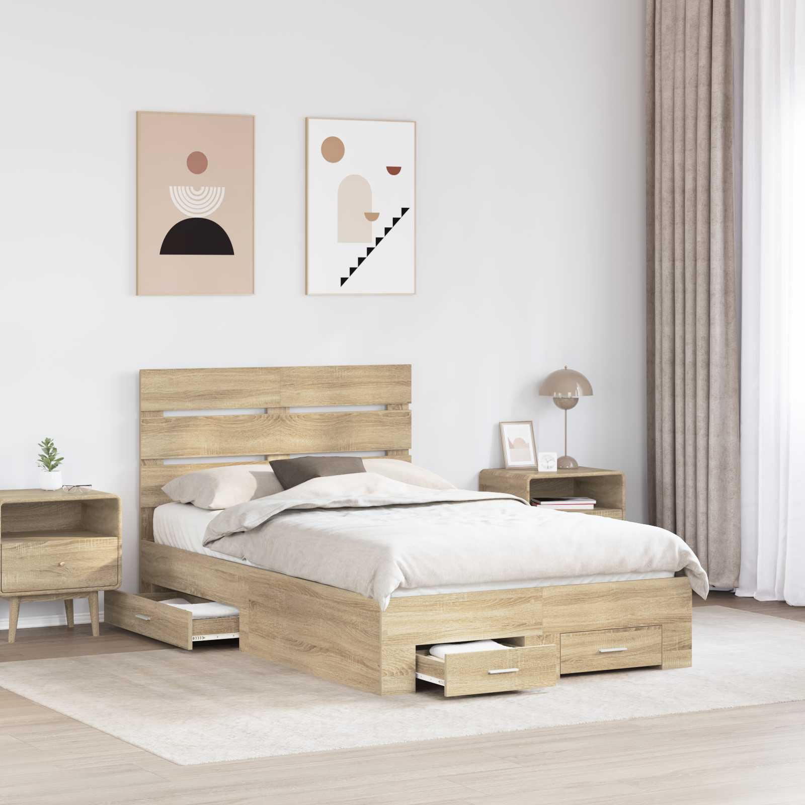 Struttura del letto con cassetto Rovere Sonoma 120 x 200 cm | homemem39