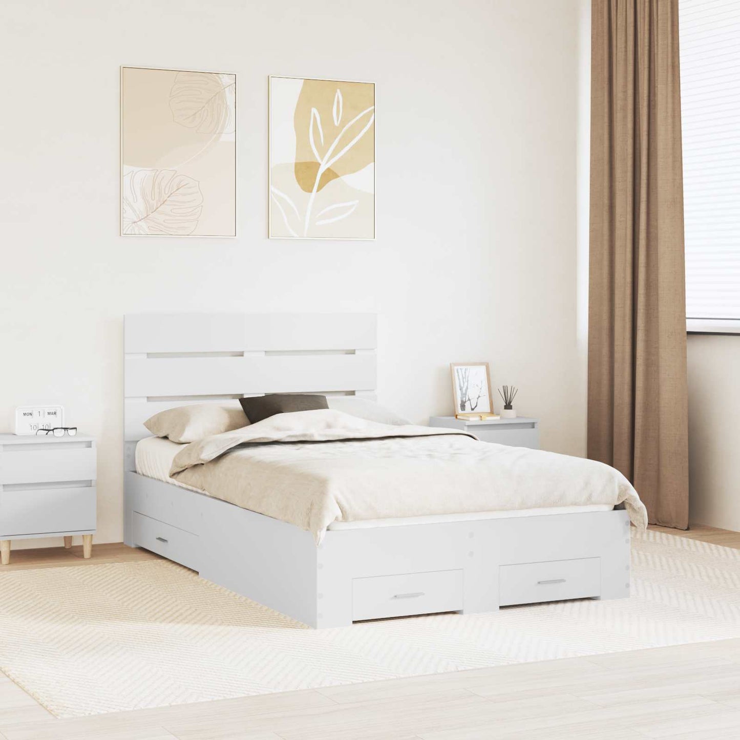 Struttura del letto Bianco 120 x 190 cm Legno multistrato