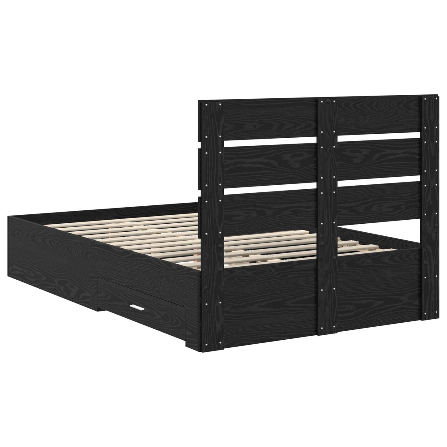 Struttura del letto con cassetto Rovere Nero 120 x 190 cm - homemem39