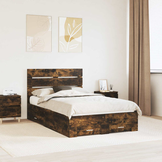 Struttura del letto Rovere fumé 120 x 190 cm Legno multistrato | homemem39