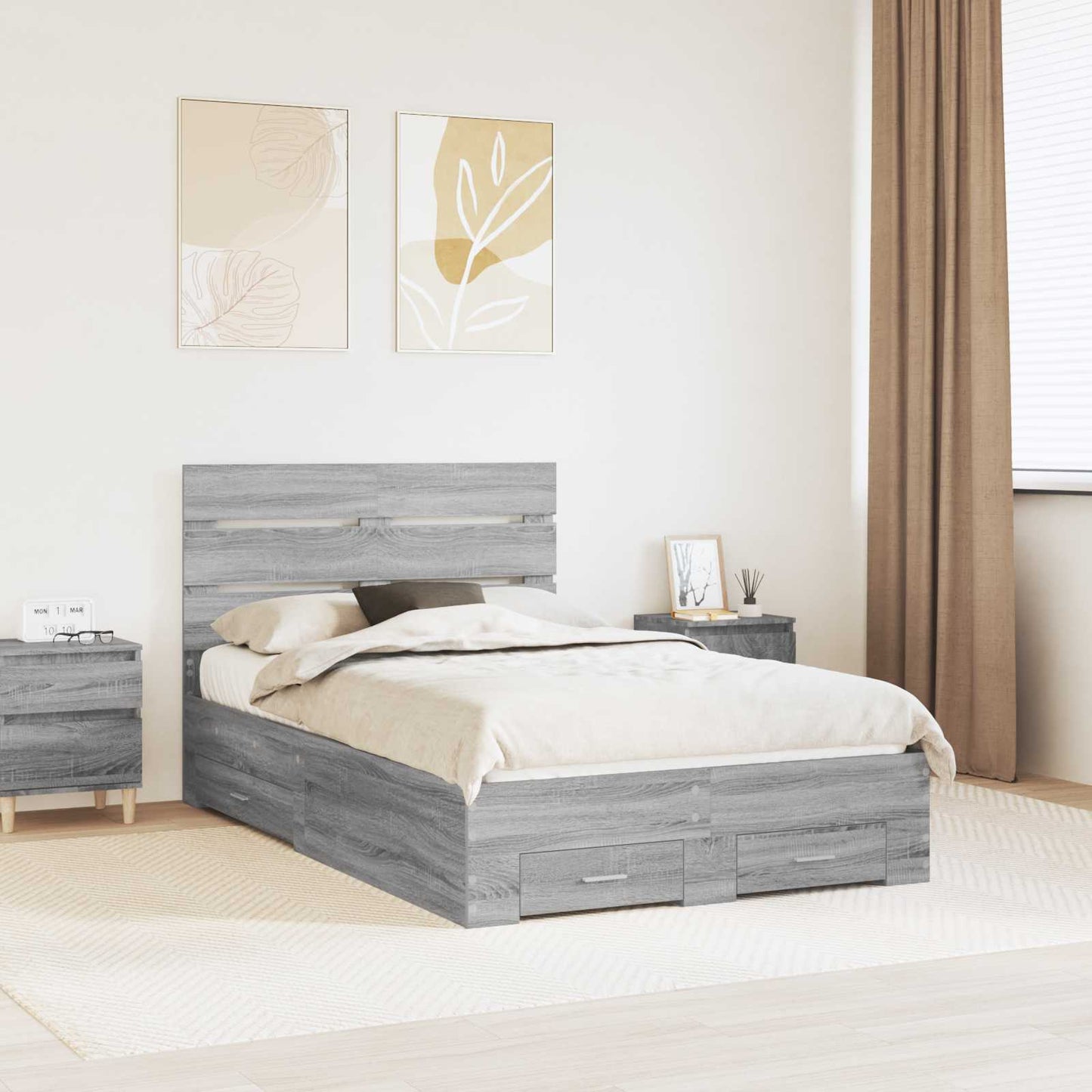 Struttura del letto con cassetto Grigio Sonoma 120 x 190 cm
