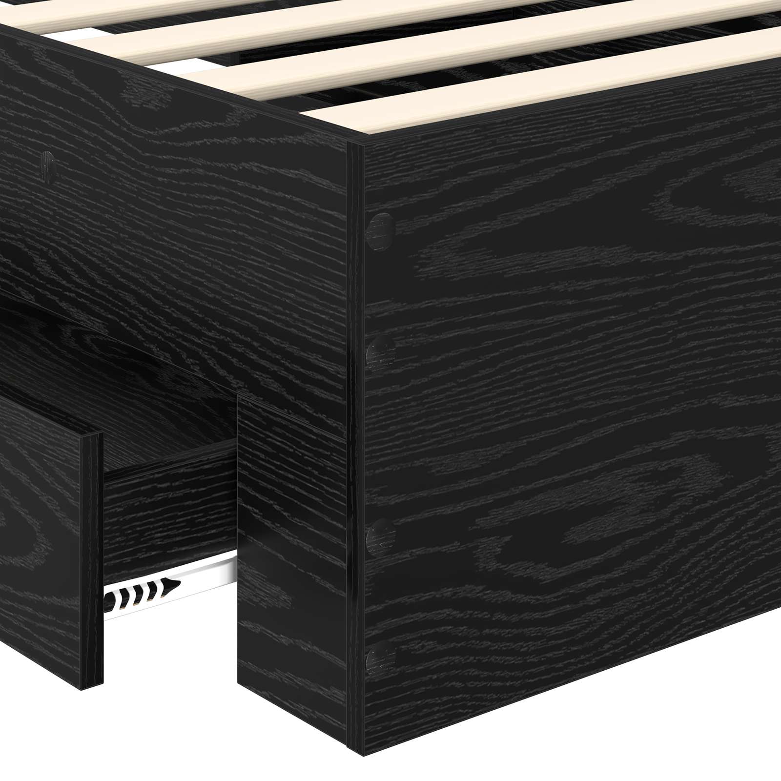 Struttura del letto Rovere Nero 100 x 200 cm Legno multistrato | homemem39