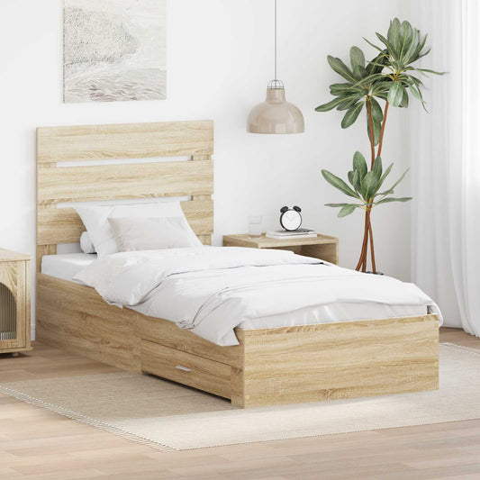 Struttura del letto con cassetto Rovere Sonoma 100 x 200 cm | homemem39