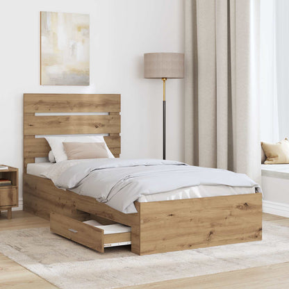 Struttura del letto con cassetto Rovere artigianale 90 x 200 cm