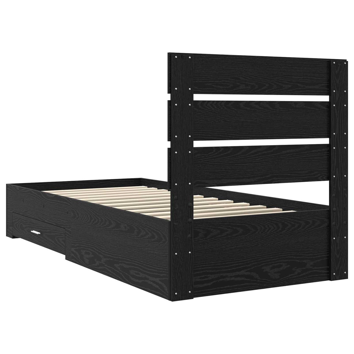 Struttura del letto Rovere Nero 90 x 190 cm Legno multistrato | homemem39