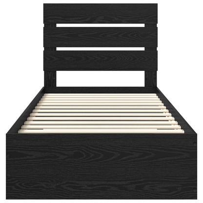 Struttura del letto Rovere Nero 90 x 190 cm Legno multistrato | homemem39