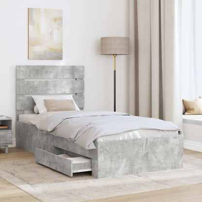 Struttura del letto con cassetto Grigio cemento 90 x 190 cm