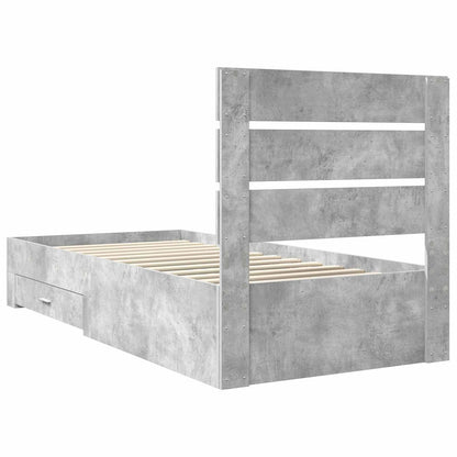 Struttura del letto con cassetto Grigio cemento 90 x 190 cm | homemem39