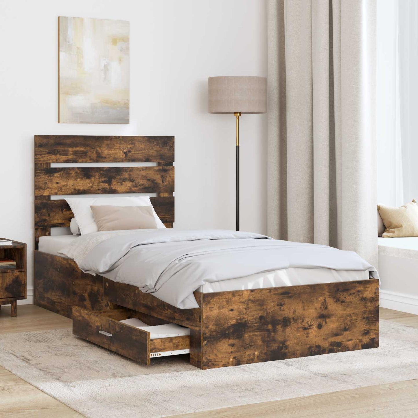 Struttura del letto Rovere fumé 90 x 190 cm Legno multistrato