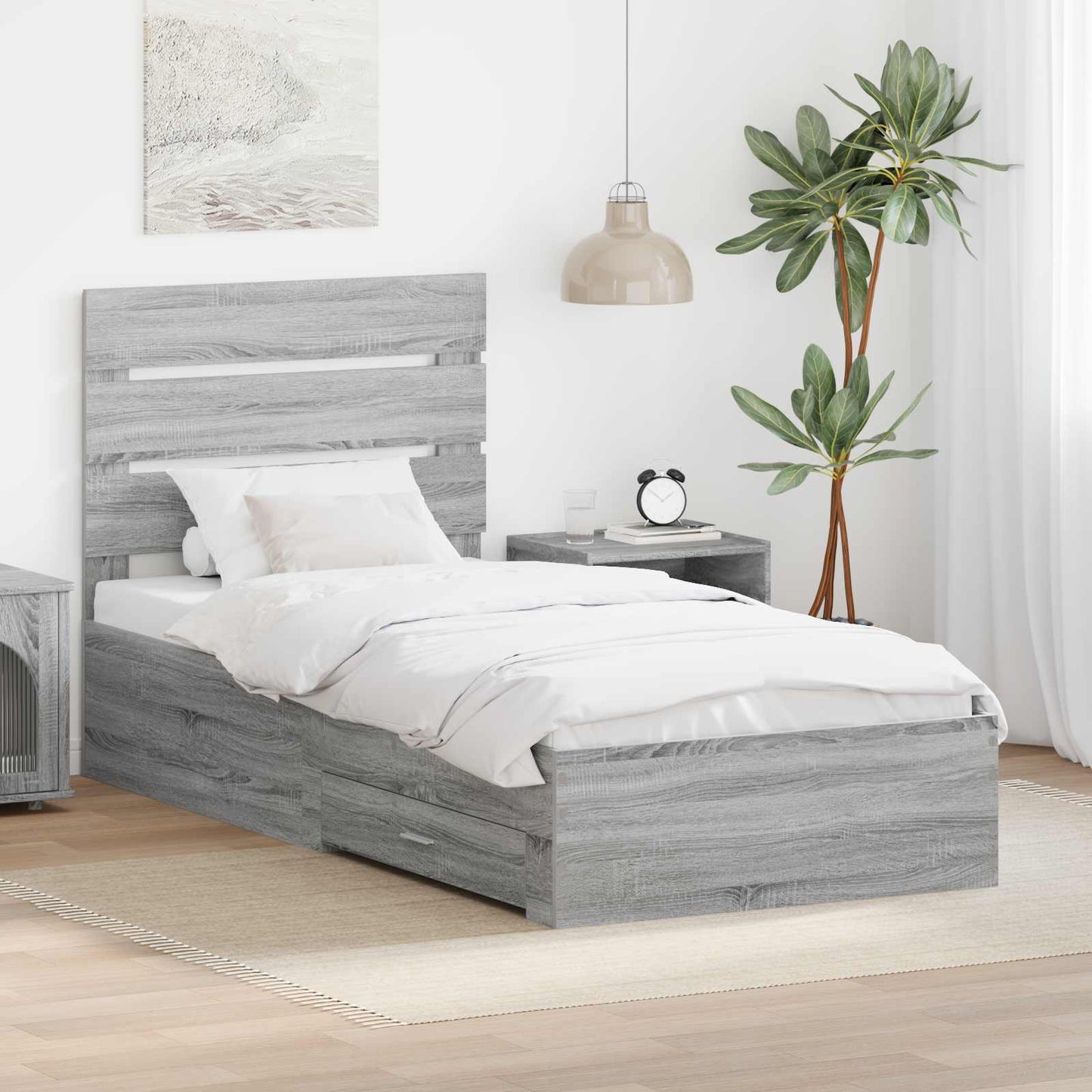 Struttura del letto Grigio Sonoma 90 x 190 cm Legno multistrato | homemem39