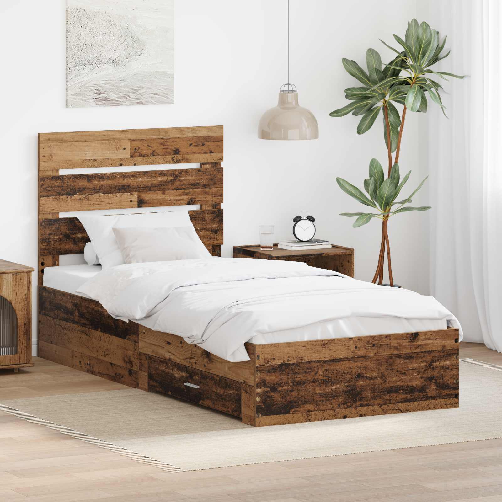 Struttura del letto Legno vecchio 90 x 190 cm Legno multistrato | homemem39
