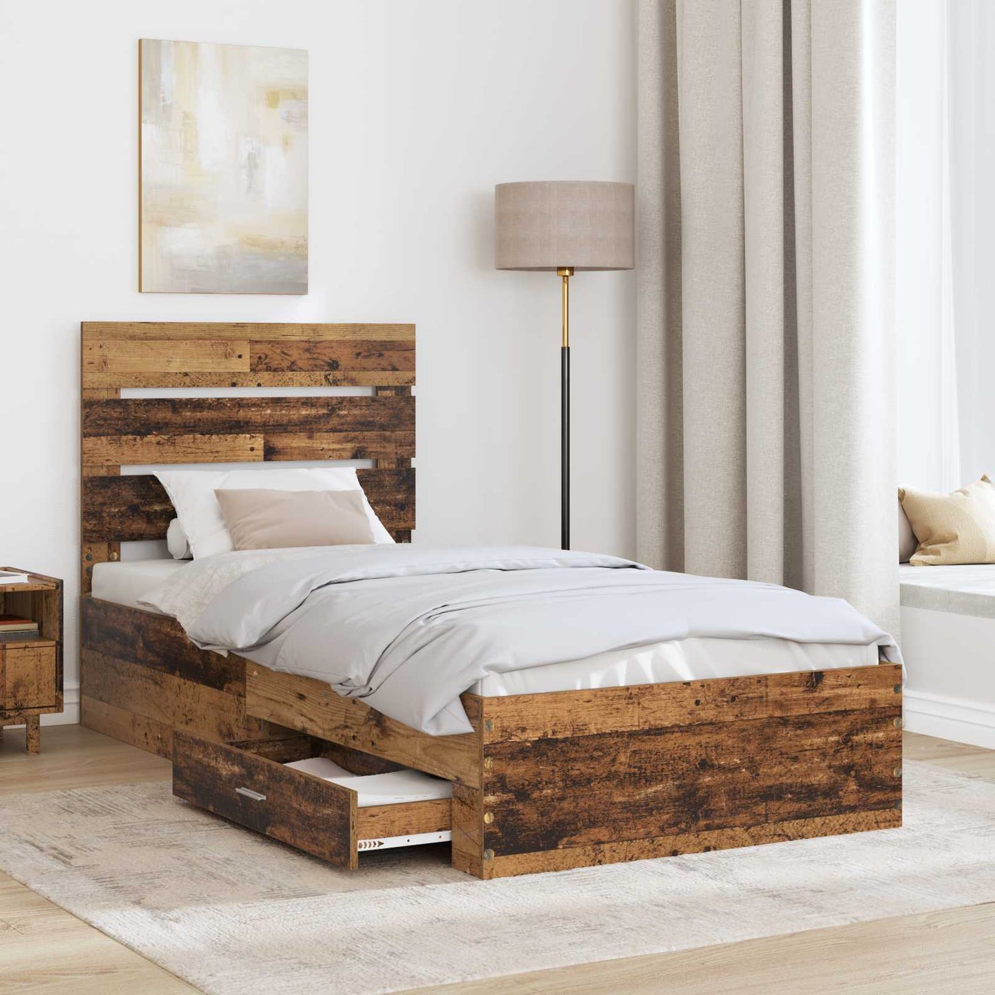 Struttura del letto Legno vecchio 90 x 190 cm Legno multistrato | homemem39