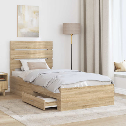 Struttura del letto Rovere Sonoma e Argento 75 x 190 cm