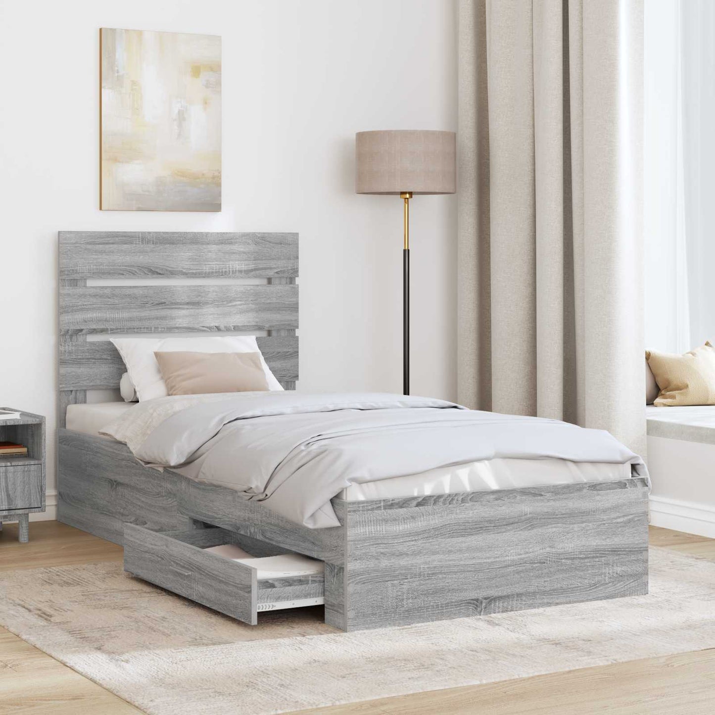 Struttura del letto Grigio Sonoma e Argento 75 x 190 cm | homemem39