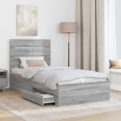 Struttura del letto Grigio Sonoma e Argento 75 x 190 cm | homemem39