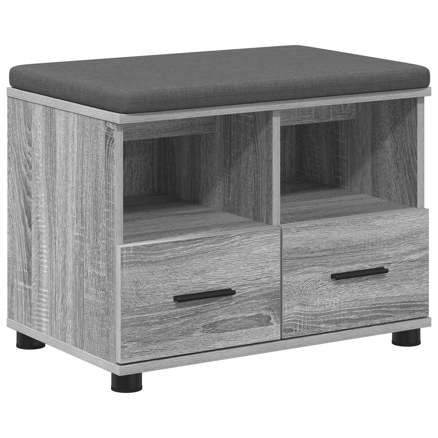 Panca per ingresso con cuscino Grigio Sonoma 60 x 38 x 46 cm