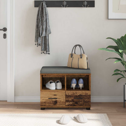 Panca per ingresso con cuscino Legno vecchio 60 x 38 x 46 cm