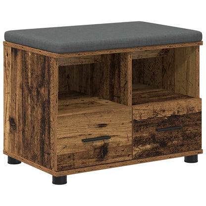 Panca per ingresso con cuscino Legno vecchio 60 x 38 x 46 cm