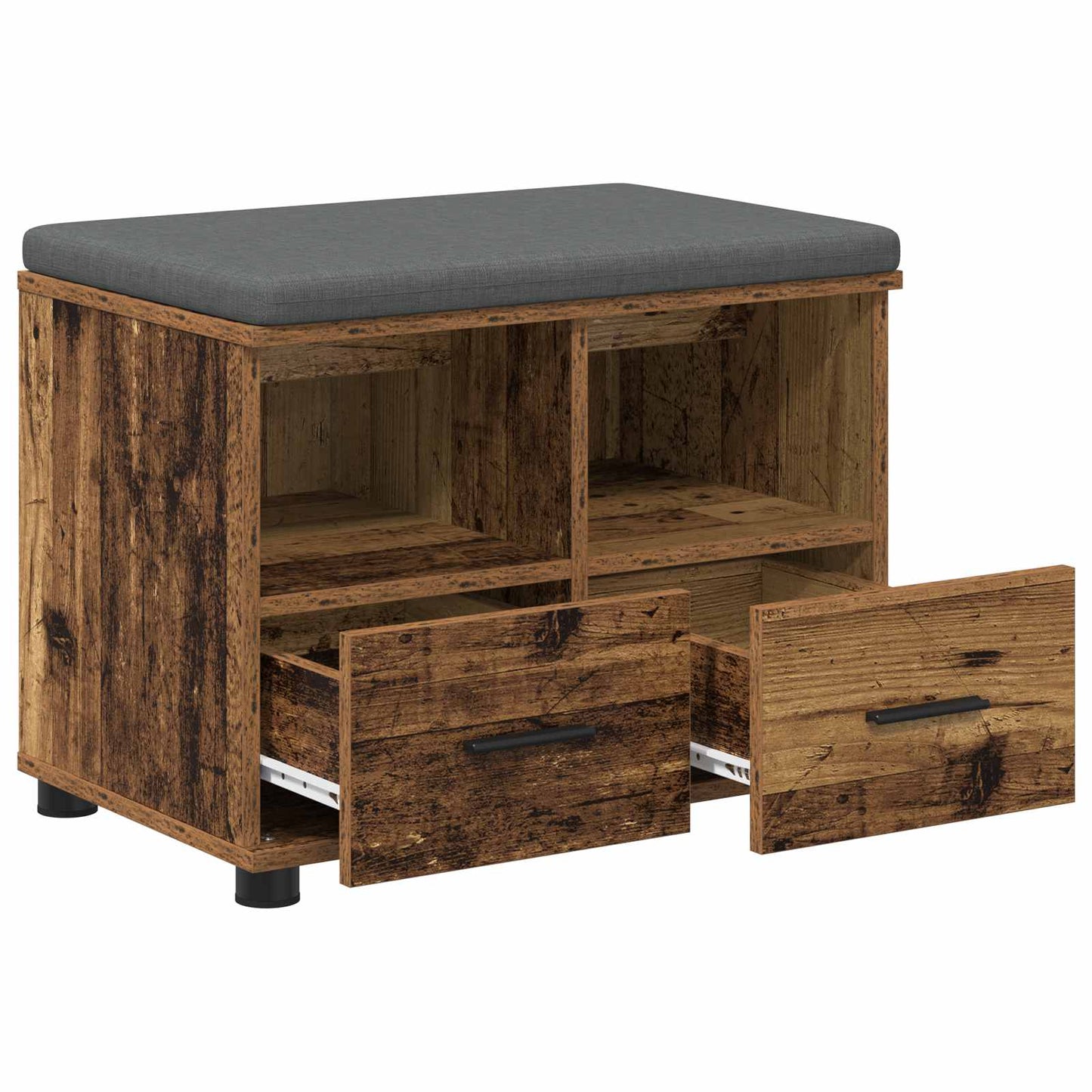 Panca per ingresso con cuscino Legno vecchio 60 x 38 x 46 cm