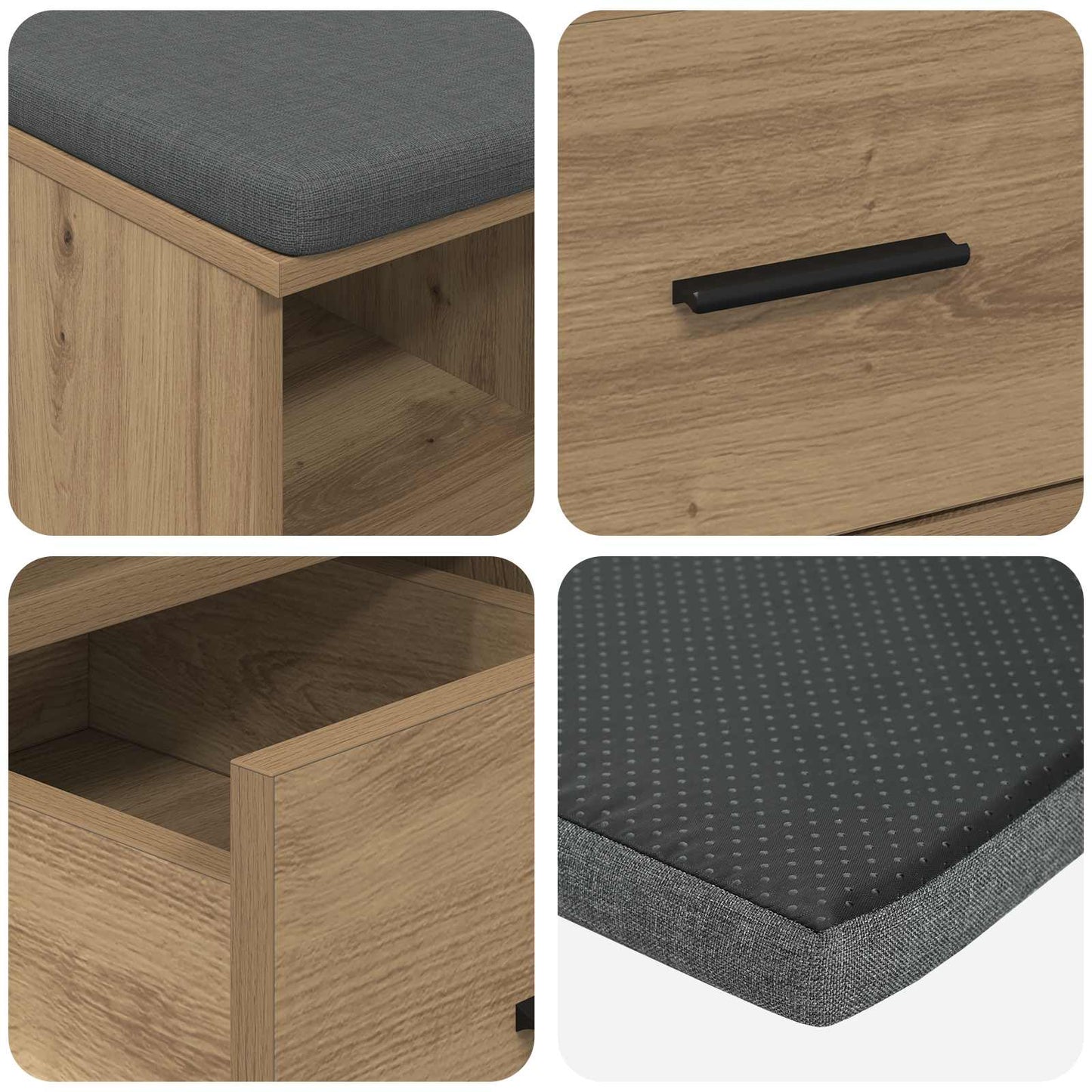 Panca per ingresso Rovere artigianale 60 x 38 x 46 cm