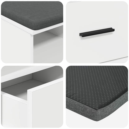 Panca per ingresso con cuscino Bianco 80 x 38 x 46 cm