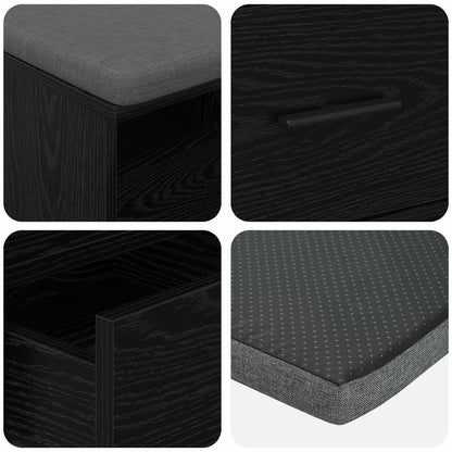 Panca per ingresso con cuscino Rovere Nero 80 x 38 x 46 cm