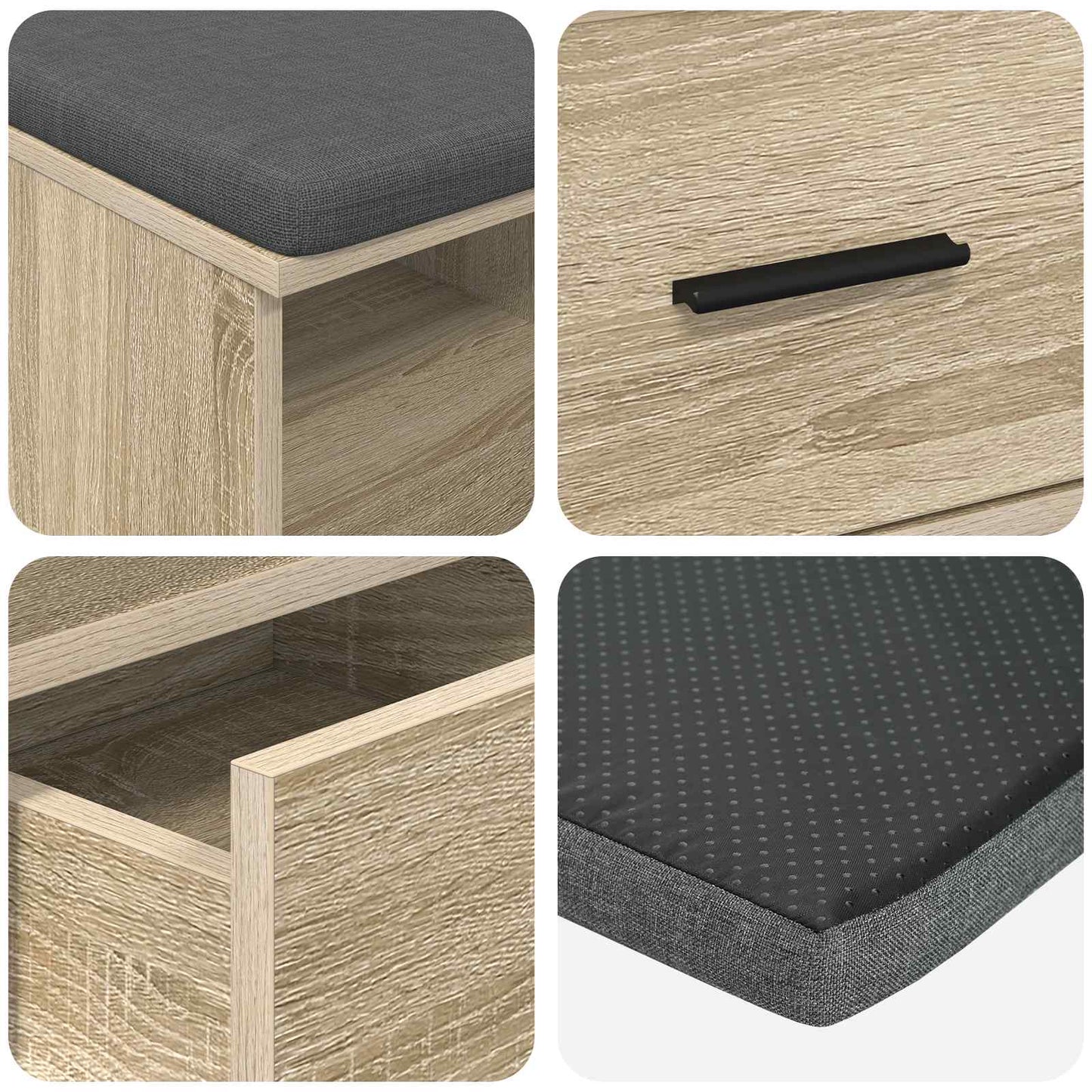 Panca per ingresso con cuscino Rovere Sonoma 80 x 38 x 46 cm