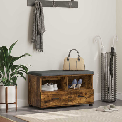 Panca per ingresso con cuscino Rovere fumé 80 x 38 x 46 cm