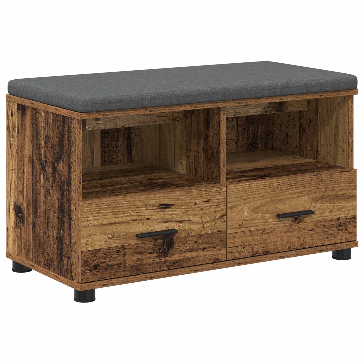 Panca per ingresso con cuscino Legno vecchio 80 x 38 x 46 cm
