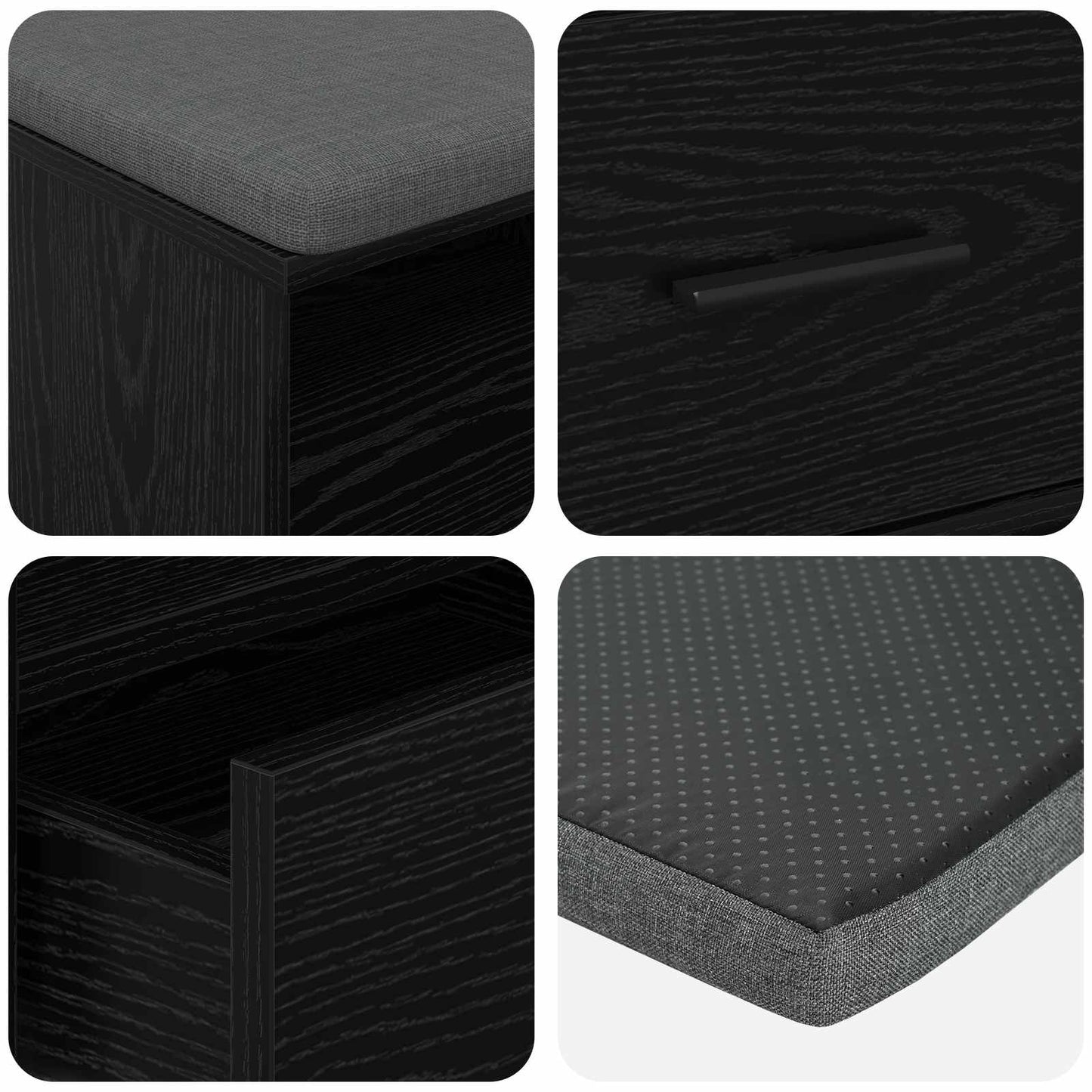 Panca per ingresso con cuscino Rovere Nero 100 x 38 x 46 cm