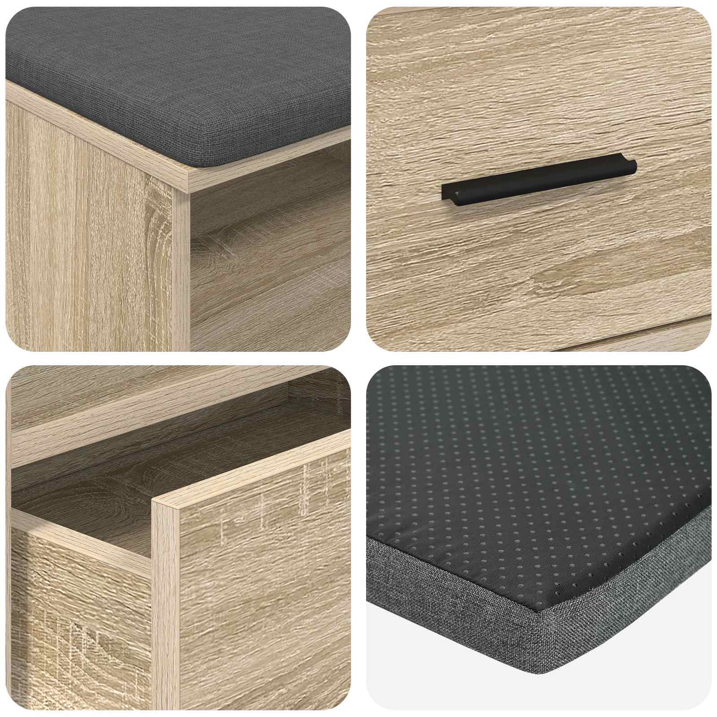 Panca per ingresso con cuscino Rovere Sonoma 100 x 38 x 46 cm
