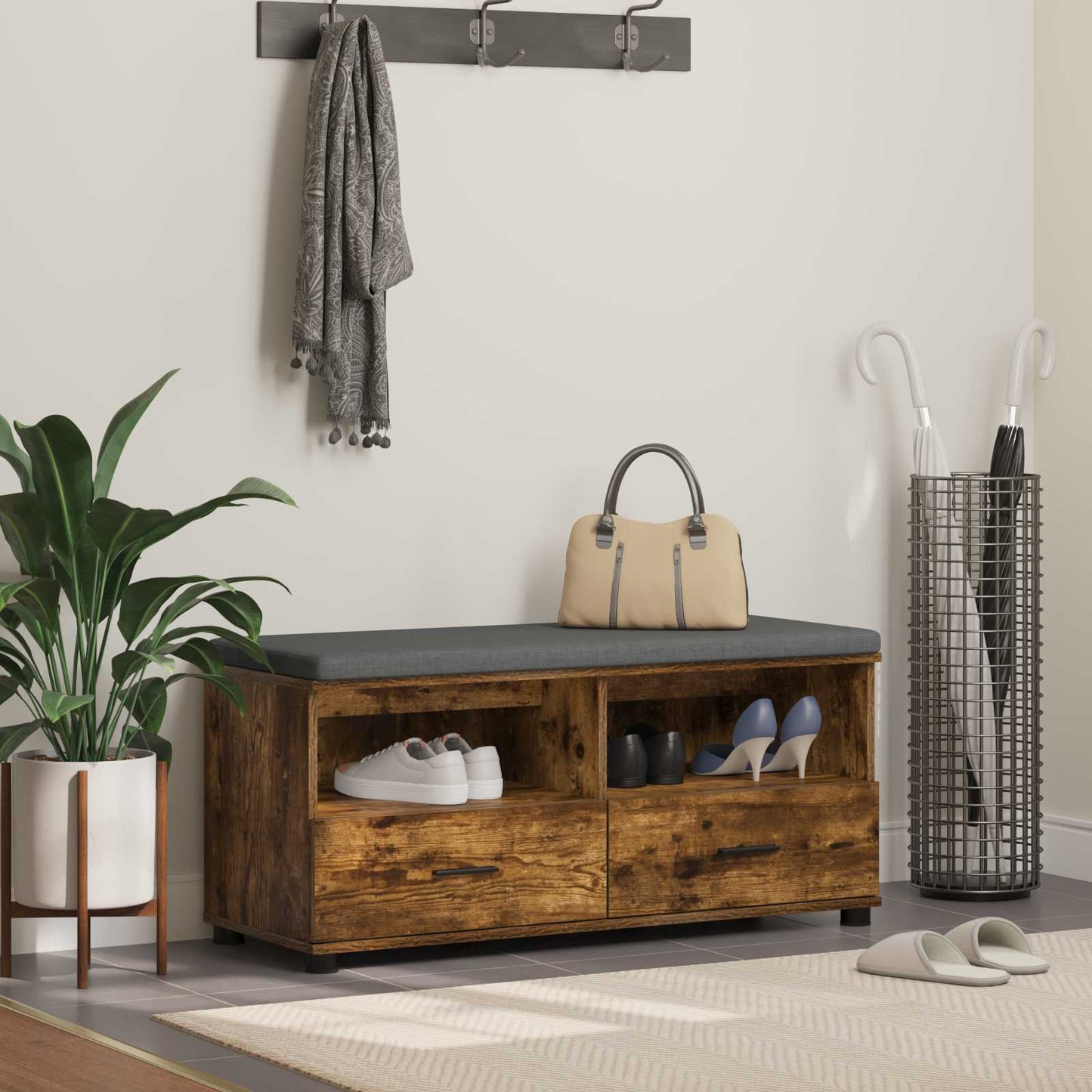 Panca per ingresso Quercia Affumicata 100 x 38 x 46 cm | homemem39