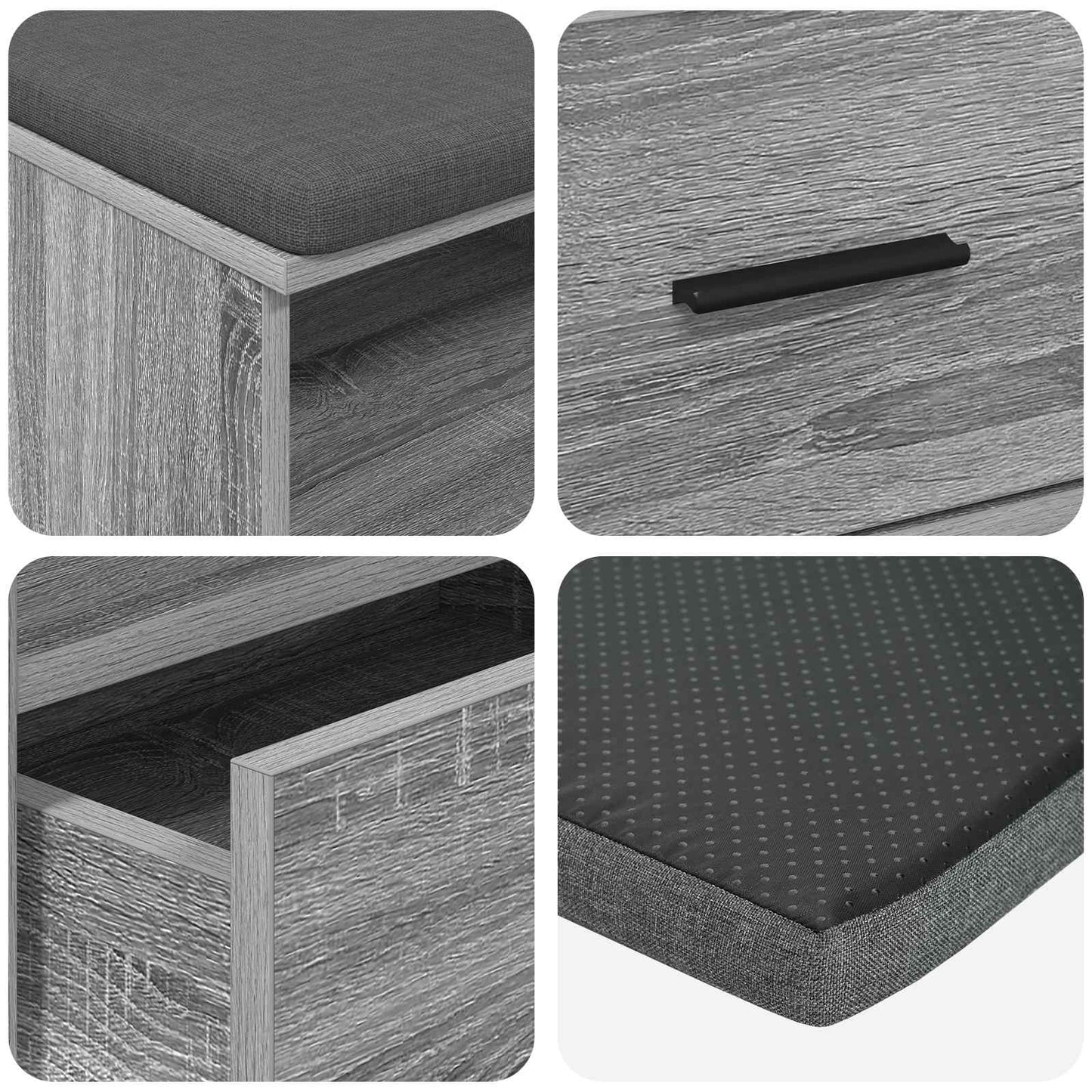 Panca per ingresso con cuscino Sonoma grigia 100 x 38 x 46 cm | homemem39