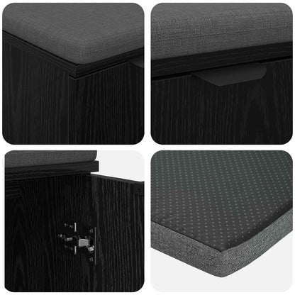 Panca per ingresso con cuscino Rovere Nero 60 x 38 x 46 cm