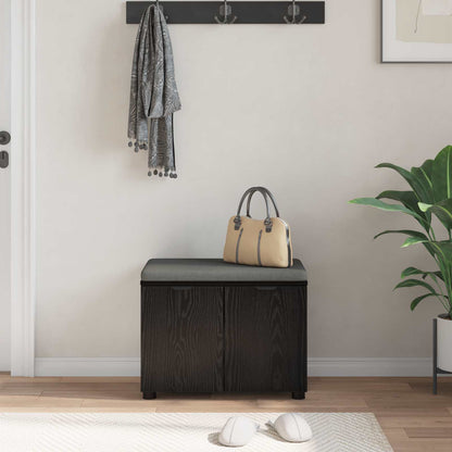 Panca per ingresso con cuscino Rovere Nero 60 x 38 x 46 cm